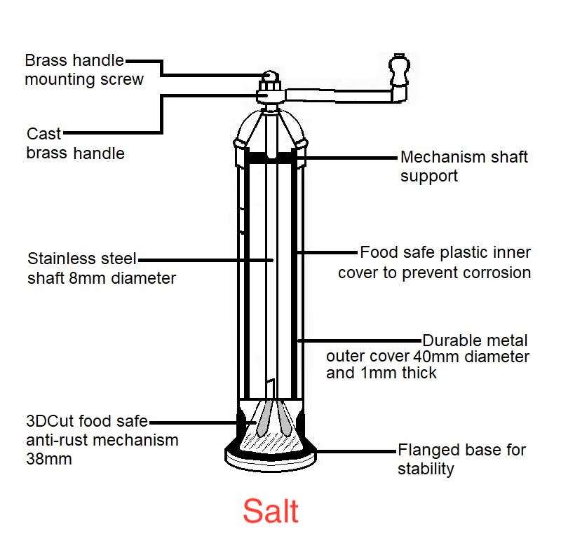 'Chrome Mill' - 9" Salt Grinder
