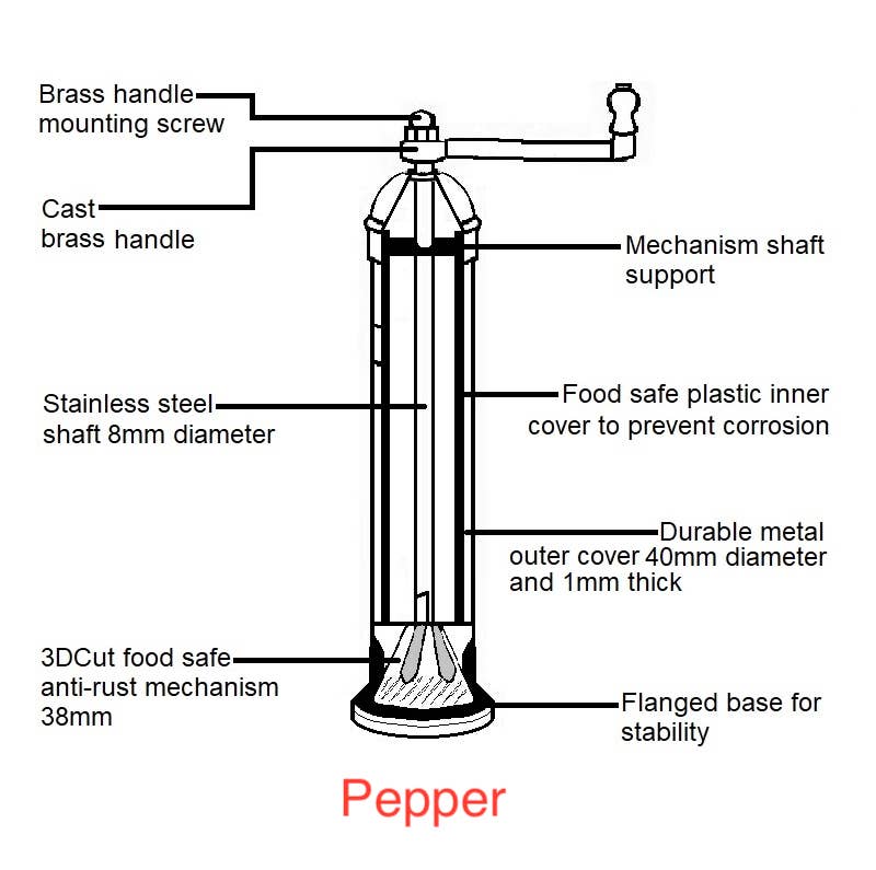'Chrome Mill' - 9" Pepper Grinder