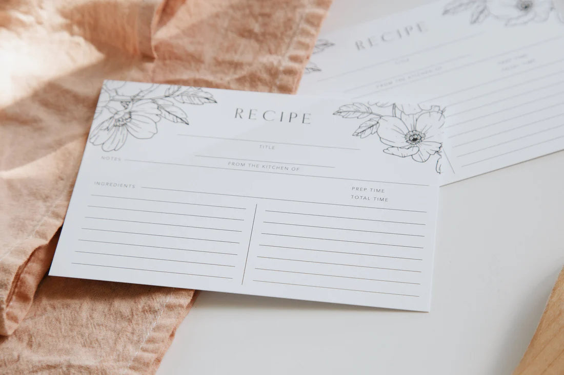 Floral Recipe Card Set