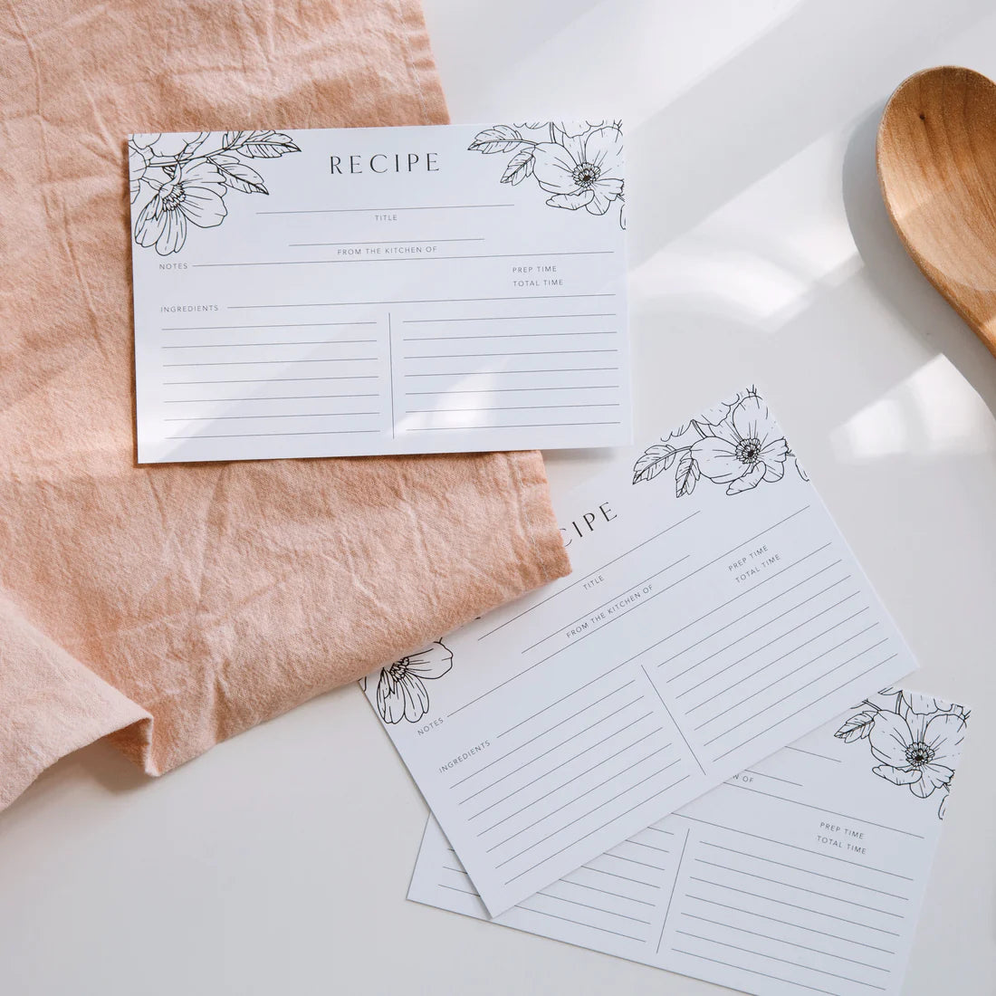 Floral Recipe Card Set